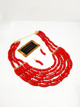 Load image into Gallery viewer, red beaded jewellery set