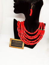 Load image into Gallery viewer, red statement necklace set