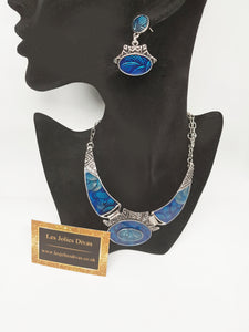 blue and silver jewellery set