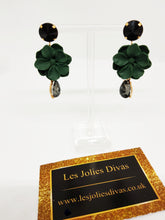 Load image into Gallery viewer, green and black statement earrings