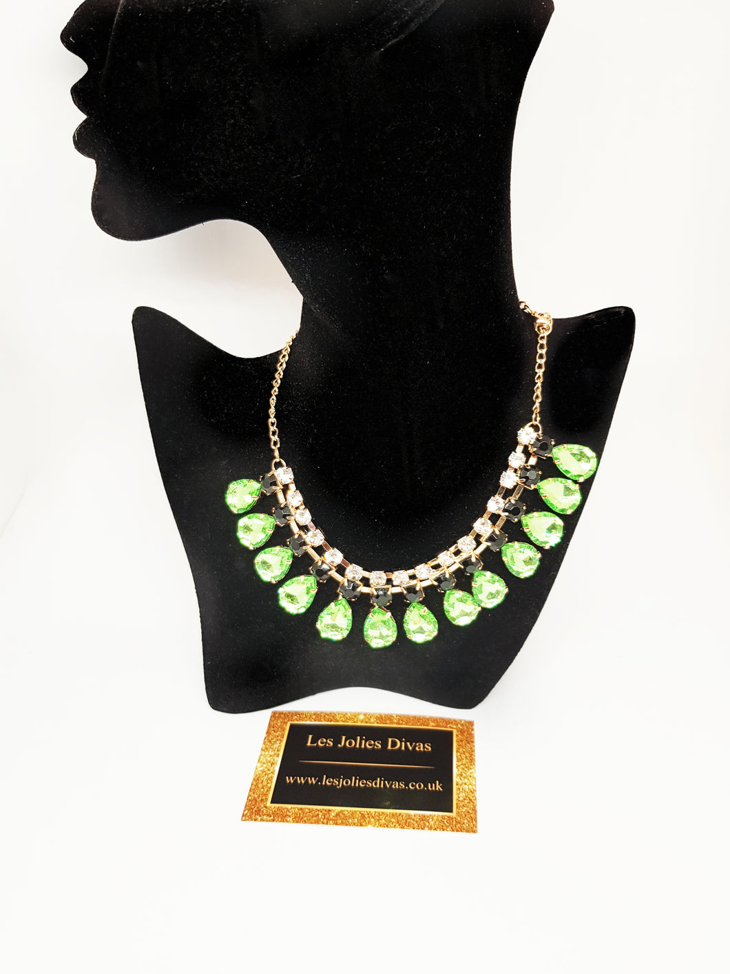 green and gold statement necklace