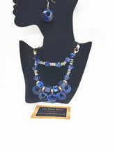 Load image into Gallery viewer, blue and gold statement necklace set