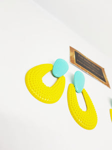 bold yellow and blue earrings