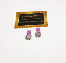 Load image into Gallery viewer, purple statement earrings