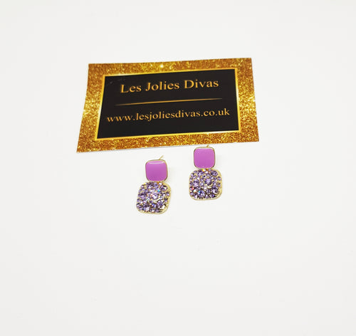 purple statement earrings