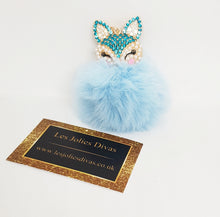 Load image into Gallery viewer, blue pompom keyring