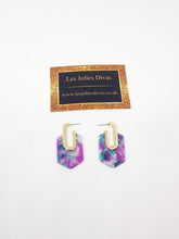 Load image into Gallery viewer, purple statement earrings