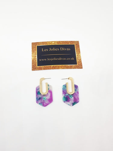 purple statement earrings