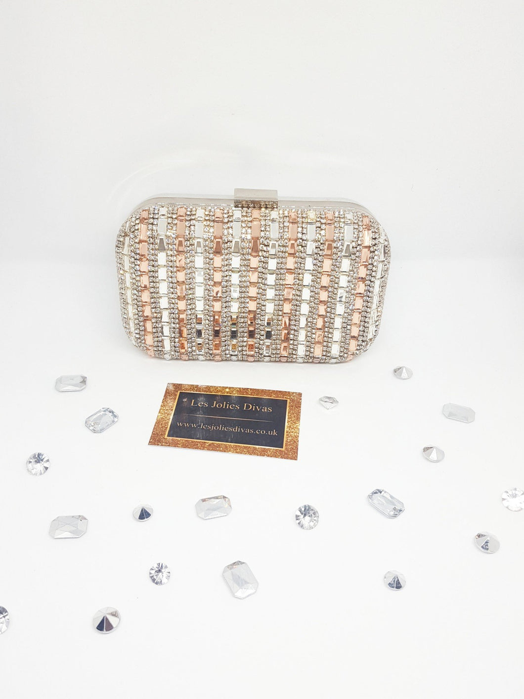 gold sequined clutch bag