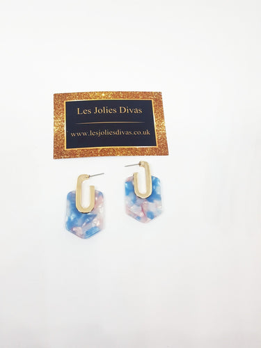 blue resin earrings