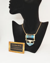 Load image into Gallery viewer, gold and blue choker necklace